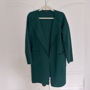 J. Crew Dark Green Open Front Cardigan Sweater  – Women’s XS Cotton Merino Wool